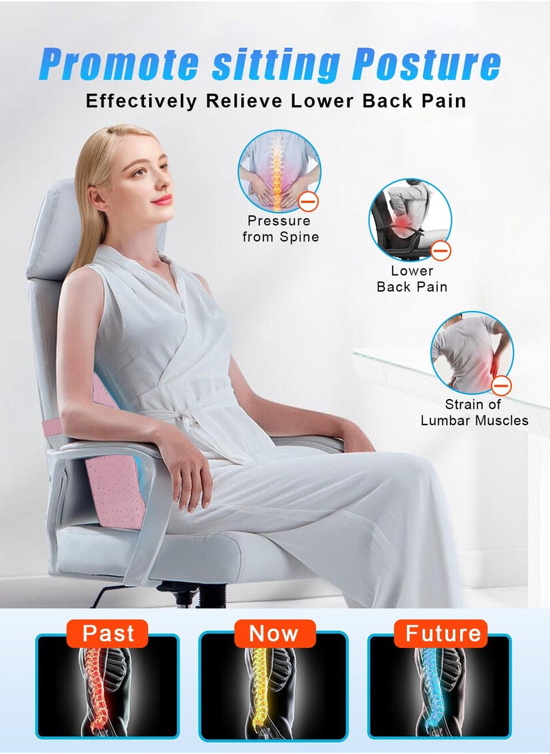 Lumbar Support Pillow for Office Chair Back Support Pillow for Car, Computer, Gaming Chair, Recliner Memory Foam Back Cushion for Back Pain Relief Improve Posture