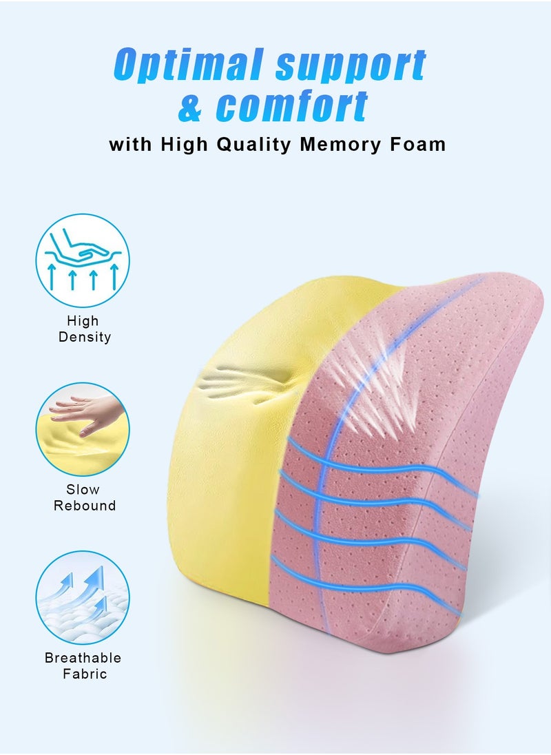 Lumbar Support Pillow for Office Chair Back Support Pillow for Car, Computer, Gaming Chair, Recliner Memory Foam Back Cushion for Back Pain Relief Improve Posture