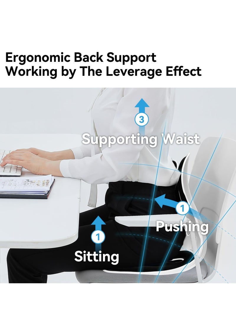 Golden Home Ergonomic Seat Cushion for Posture Correction | Back & Tailbone Support | Memory Foam Pad for Office, Home, and Car (Black)