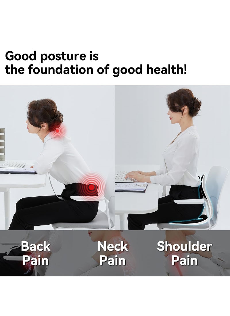 Golden Home Ergonomic Seat Cushion for Posture Correction | Back & Tailbone Support | Memory Foam Pad for Office, Home, and Car (Gray)