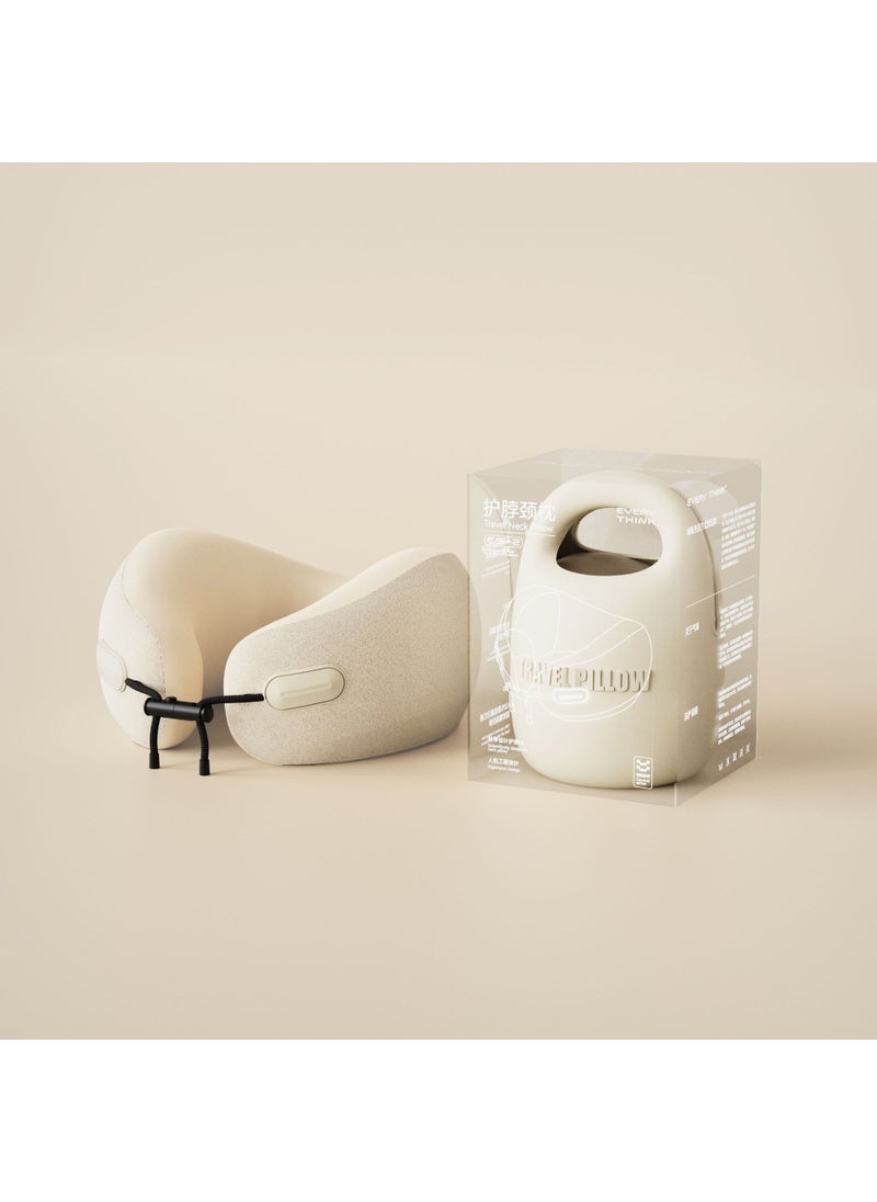 EVERYTHINK Travel Neck Pillow U-Shaped Portable Ivory White