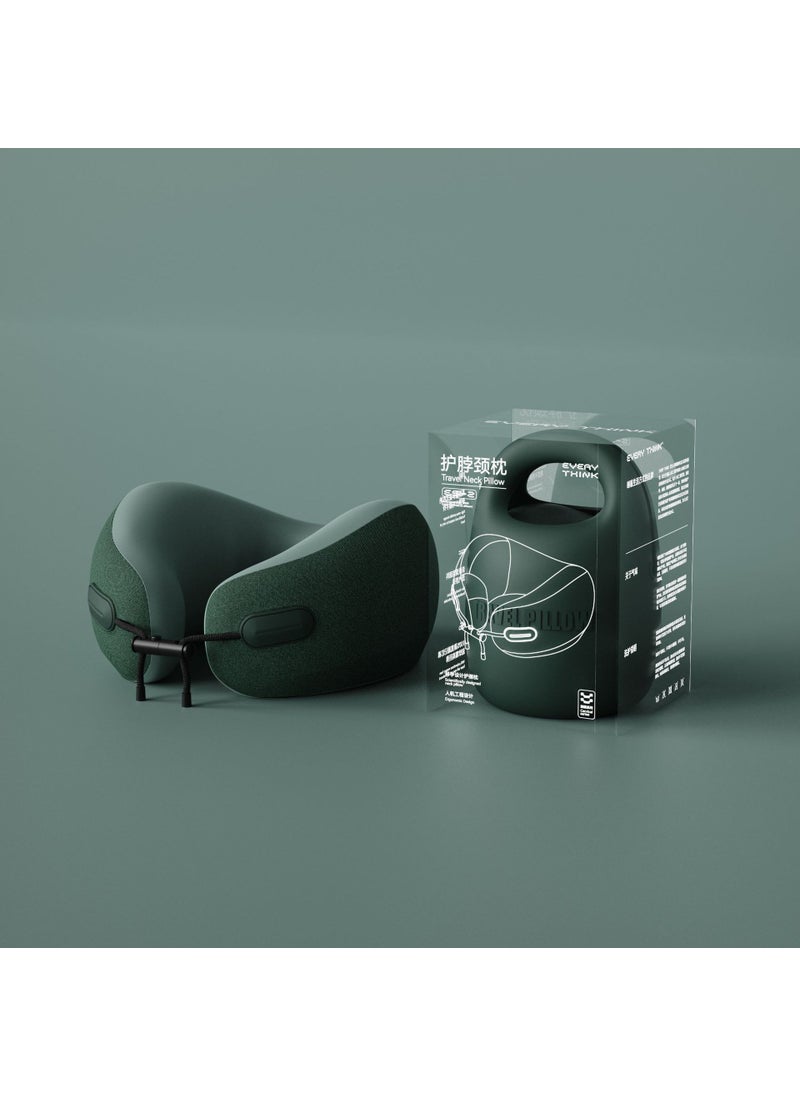 EVERYTHINK Travel Neck Pillow U-Shaped Portable Cangling Green