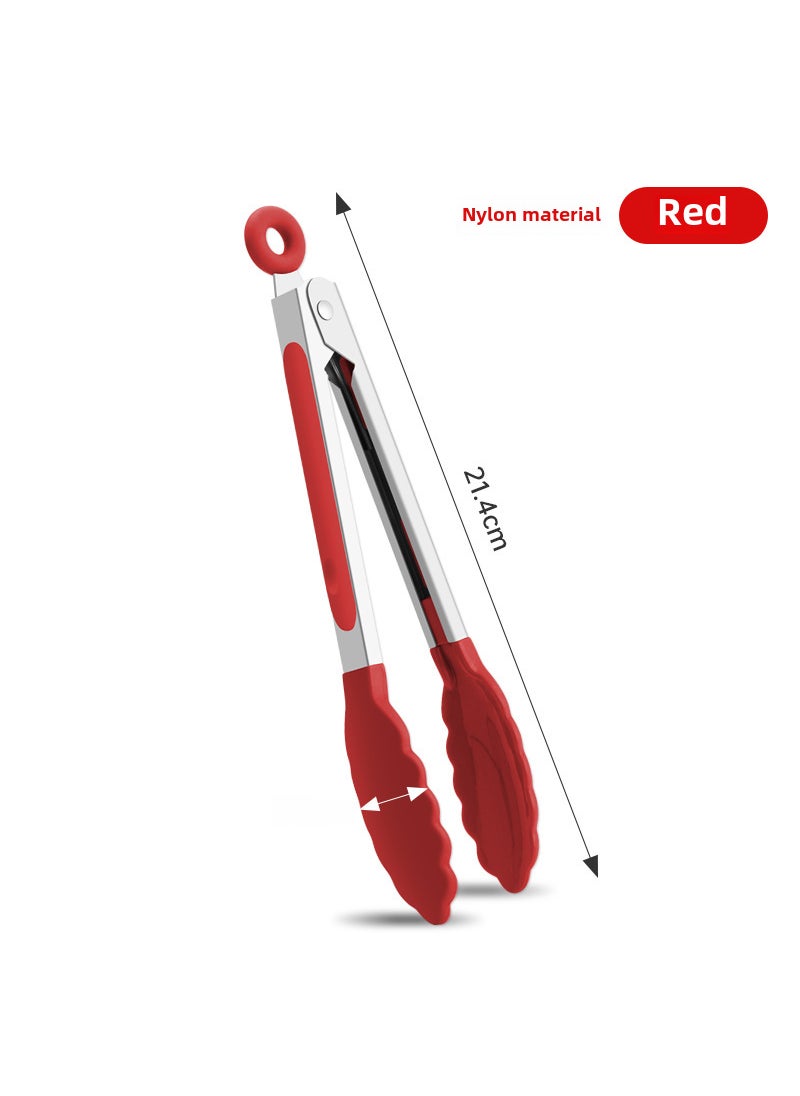 Multifunctional nylon food clip stainless steel food clip bread clip barbecue clip anti-scald barbecue clip kitchen toolssmall size 7 inch red small size 7 inch red