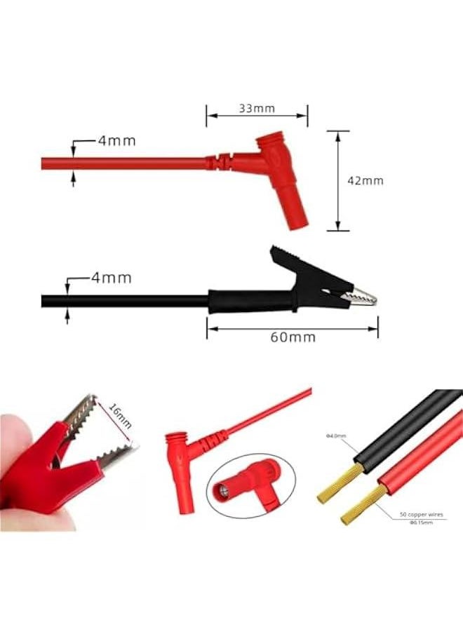 Multimeter Alligator Clips Leads,3.5ft Banana Plug to Alligator Clip Test Lead,4mm Test Lead Probe Suitable for Most of Digital Multimeter