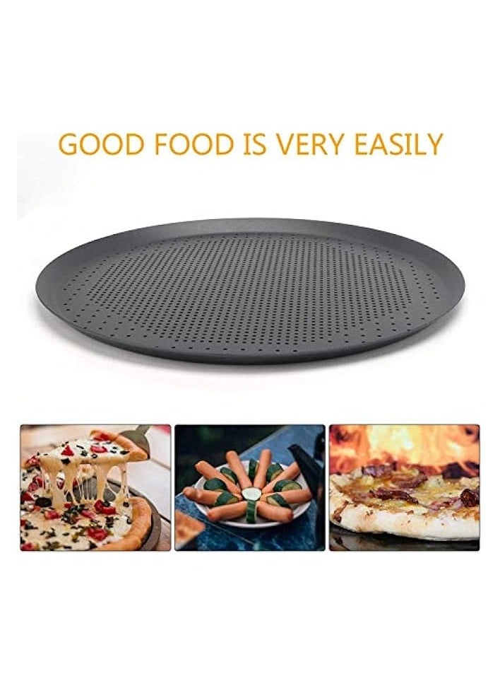 Pizza Pans With Holes for Oven 12 inch Pizza Tray- Carbon Steel Non Stick Coating Perforated Round Tray Baking