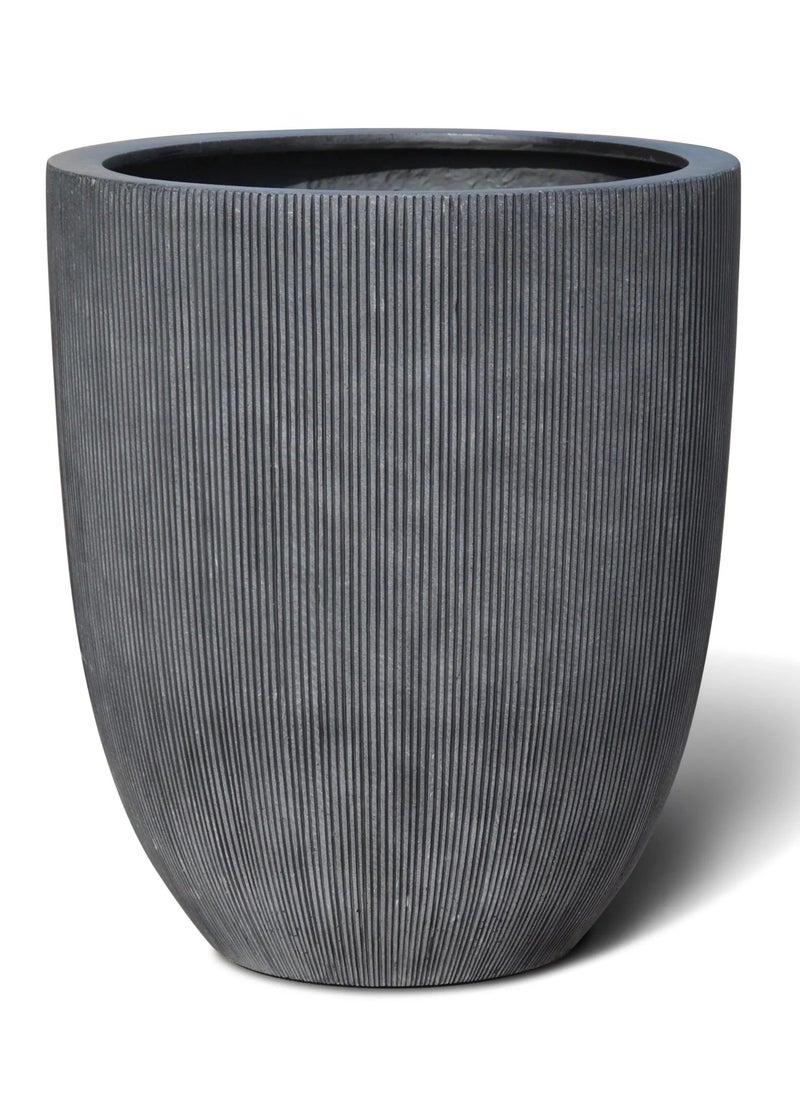 Tall Egg Fiberglass Pot Vertical Striped Trend Black Height