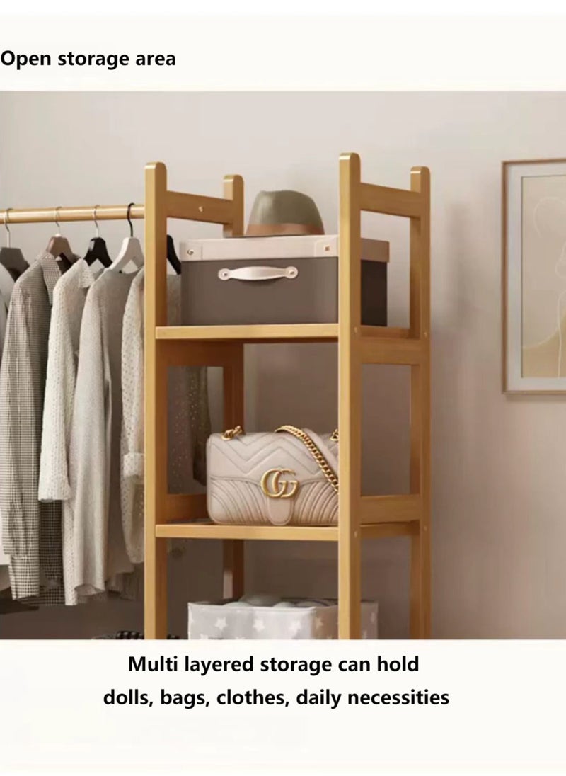 Solid Wood Clothing Rack Standing Clothes Rack Clothes Hanger with Multi-Layer Storage Open Wardrobe for Living room Bedroom