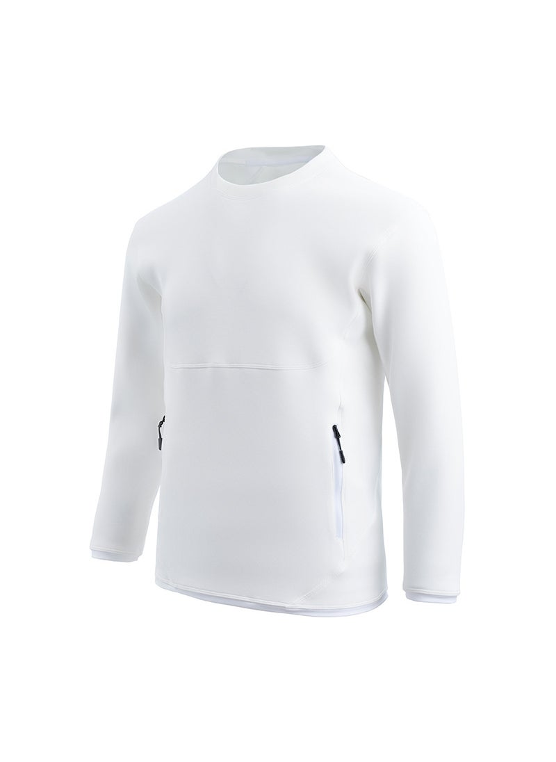 Unisex Autumn Round Neck Sweatshirt Loose Casual Sportswear White