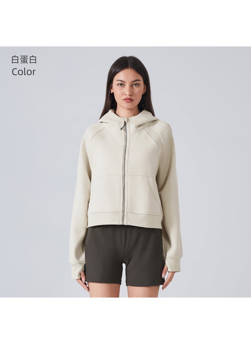 New Fleece Hoodie Women Casual Yoga Top Autumn Winter White protein