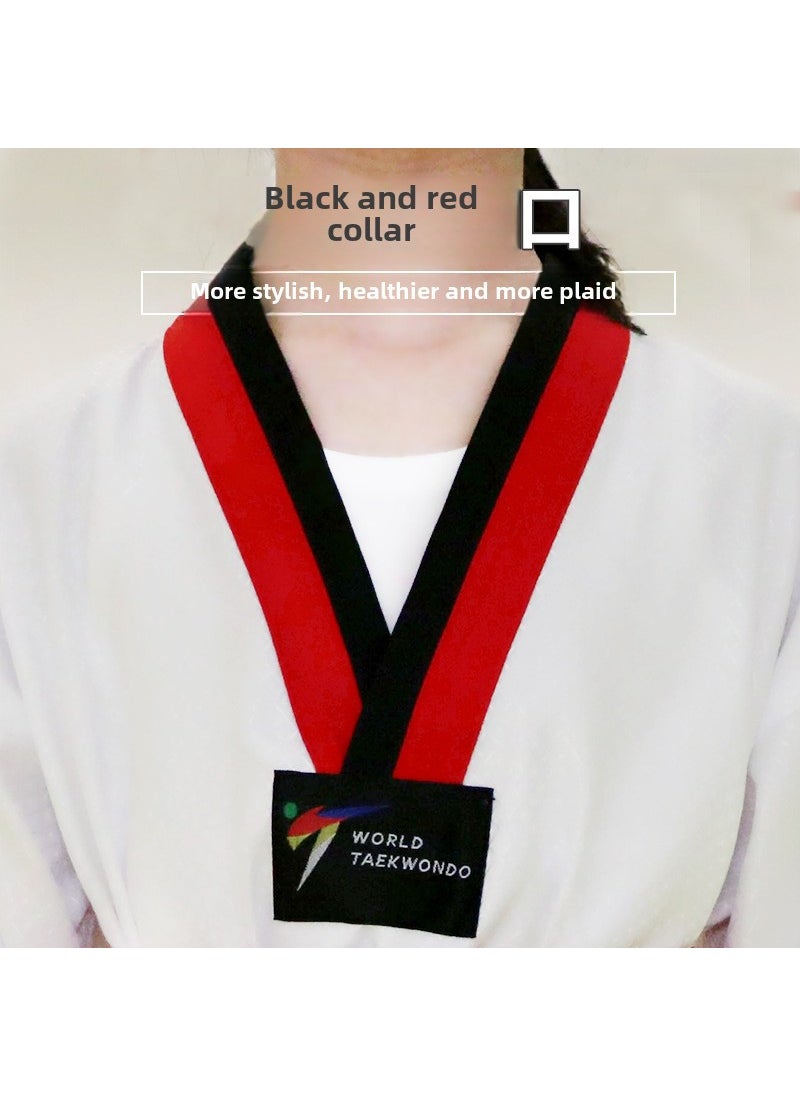 Custom Taekwondo Uniforms for Kids  Adults Black and red neckline (100-150)