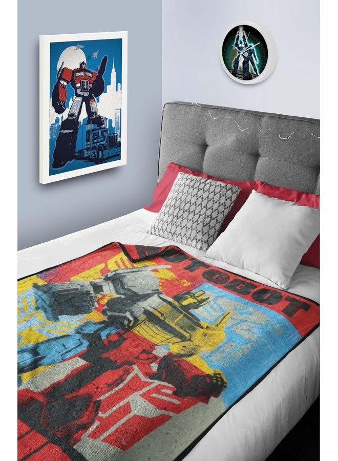 Transformer Printed All Seasons Blanket Fleece Red/Yellow/Blue 120x140cm