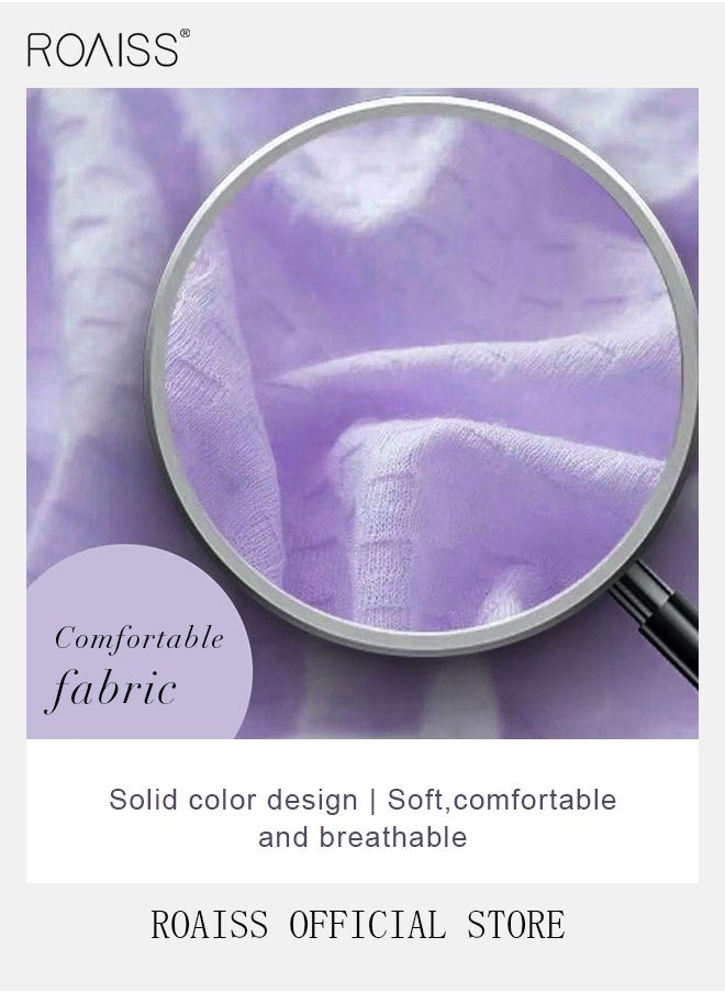 Women and Men Waffle Kimono Bathrobe Cotton Sleepwear Spa Robe Nightwear Nightgown Women Water Bathrobe Bridesmaid Robes Unisex Dressing Gown Autumn Robe Purple