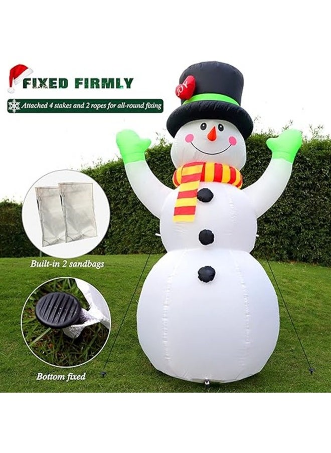 7FT Christmas Inflatables Giant Snowman Outdoor Decorations, Blow up Snow Man Yard Decor Built-in Bright LED Light Wear Magic Hat