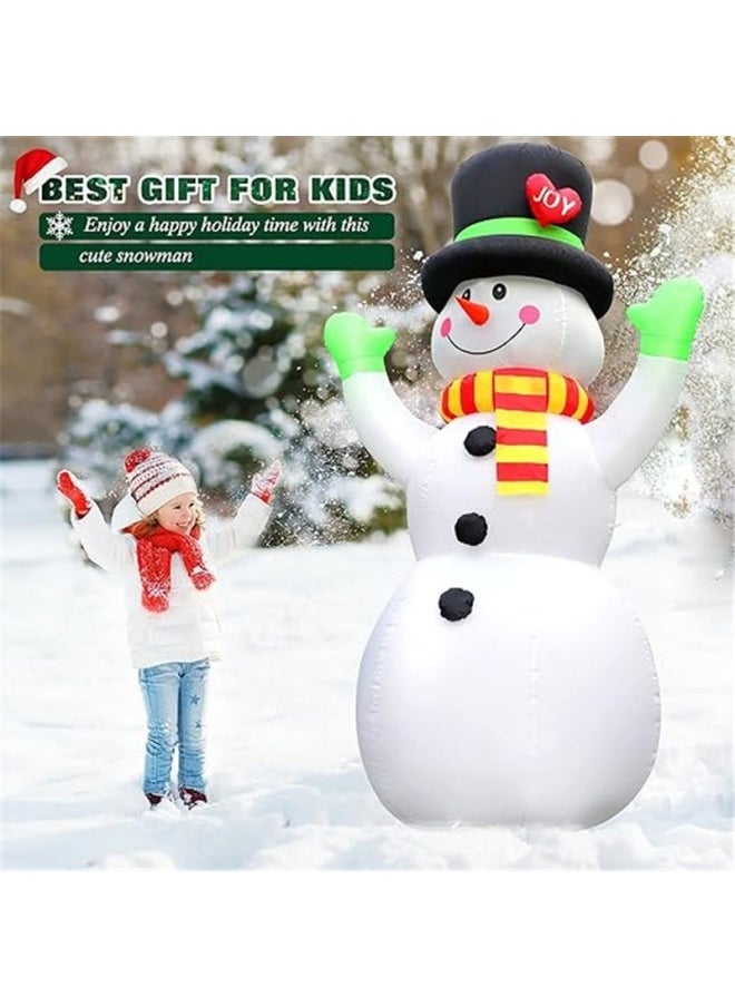 7FT Christmas Inflatables Giant Snowman Outdoor Decorations, Blow up Snow Man Yard Decor Built-in Bright LED Light Wear Magic Hat