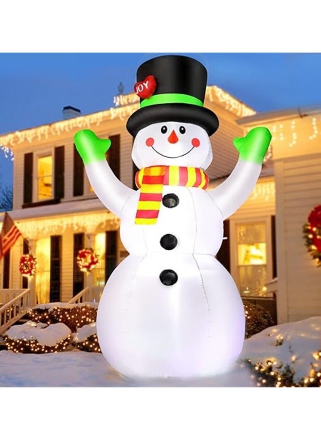 7FT Christmas Inflatables Giant Snowman Outdoor Decorations, Blow up Snow Man Yard Decor Built-in Bright LED Light Wear Magic Hat