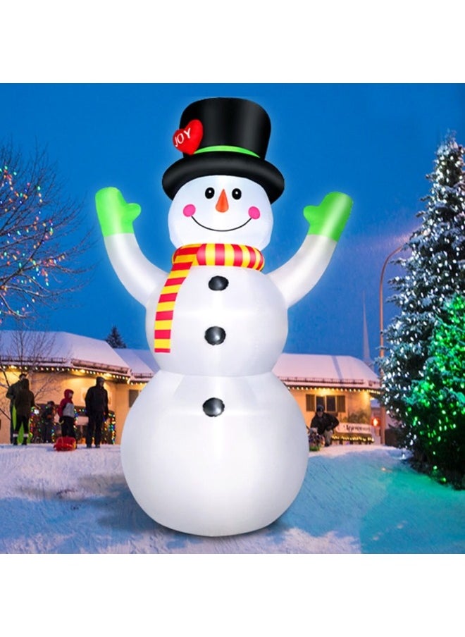 7FT Christmas Inflatables Giant Snowman Outdoor Decorations, Blow up Snow Man Yard Decor Built-in Bright LED Light Wear Magic Hat