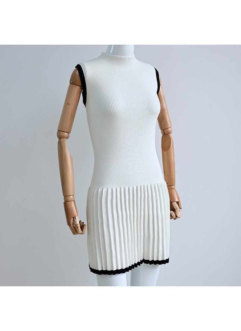 Knitted Color-Block Dress Sleeveless Bodycon Black