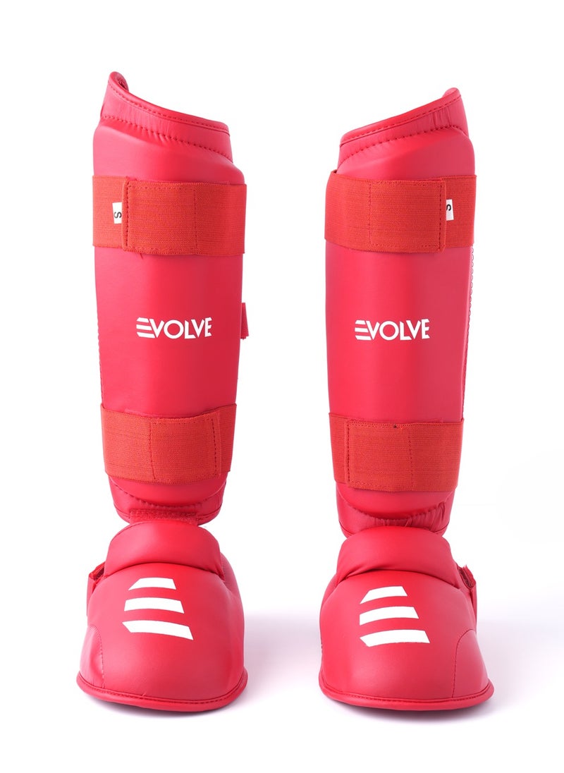 Evolve Karate Shin Guards Adjustable Foam Padded Karate Shin and Instep Guards