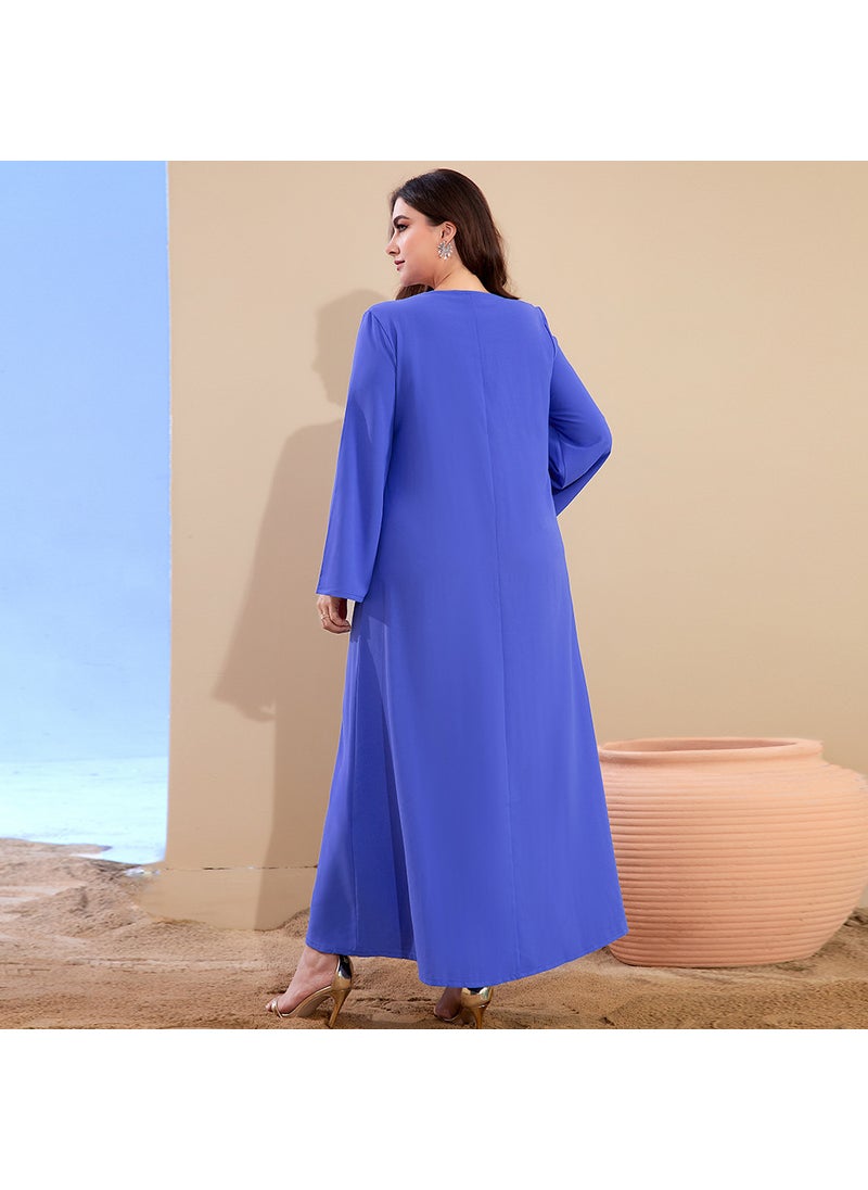 BA3109 Beaded Kaftan Plus Size Dress for Women New Blue