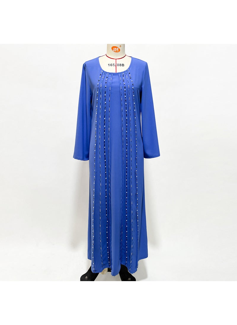 BA3109 Beaded Kaftan Plus Size Dress for Women New Blue