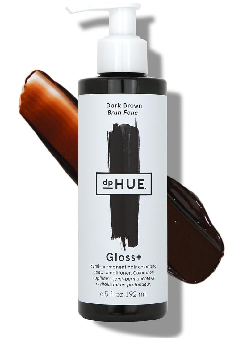 dpHUE Gloss+, Dark Brown - 6.5 oz - Semi-Permanent Hair Color & Conditioner - Lasts Up to Eight Washes - Paraben, SLS & SLES Sulfate Free - Vegan, Leaping Bunny Certified