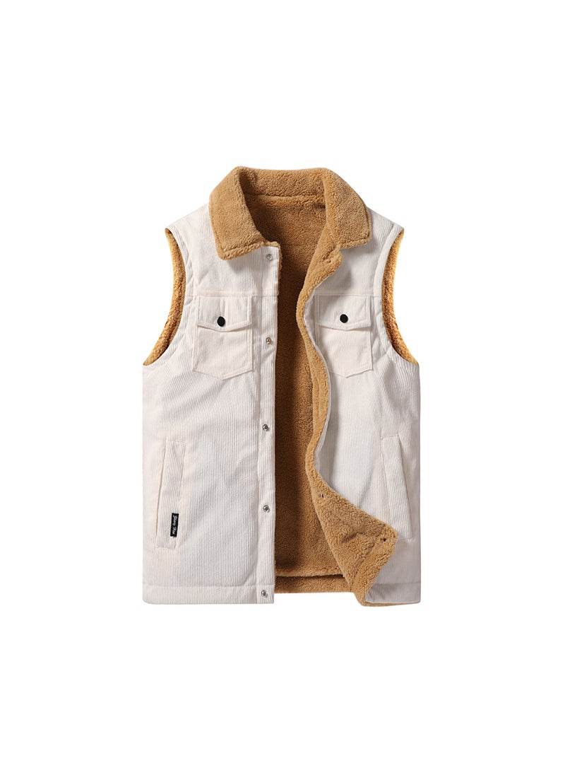 Mens Corduroy Padded Vest Warm Plus Size Black