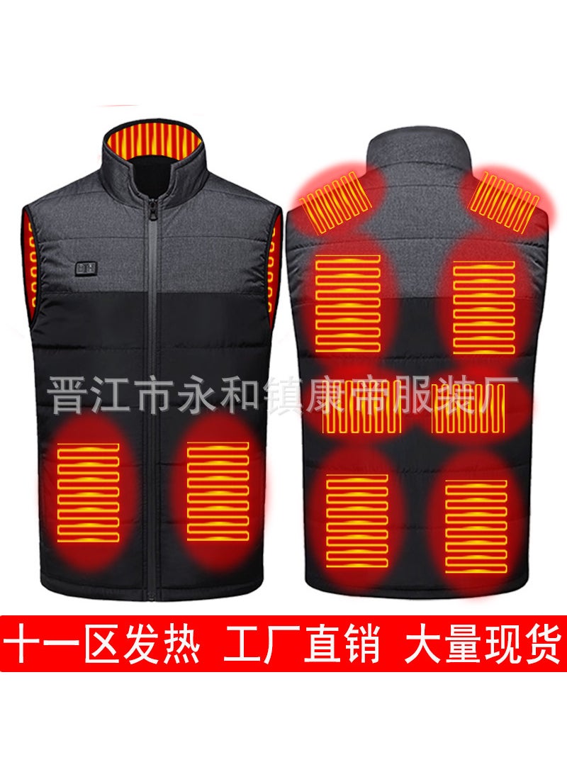 New Two-Tone Heated Vest Smart Winter Heating Apparel Black and gray double control area 11
