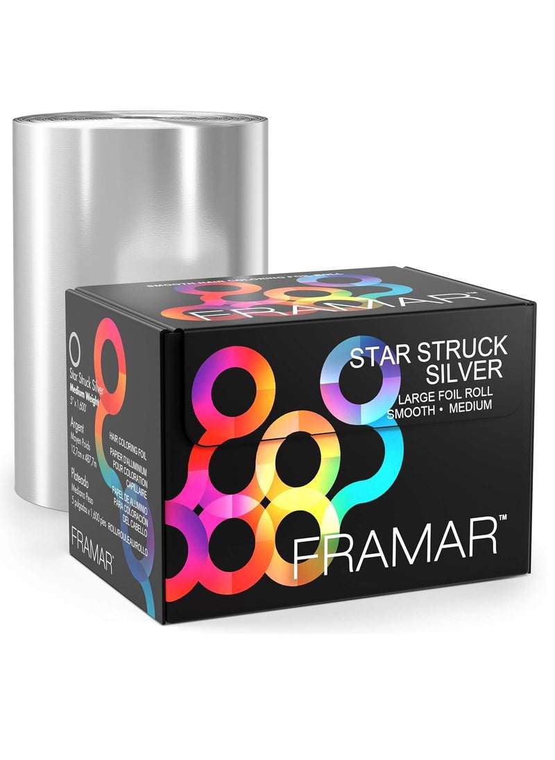 Framar Star Struck Silver Roll Aluminum Foil, Hair Foils For Highlighting, Hair Color - Medium 1600 ft