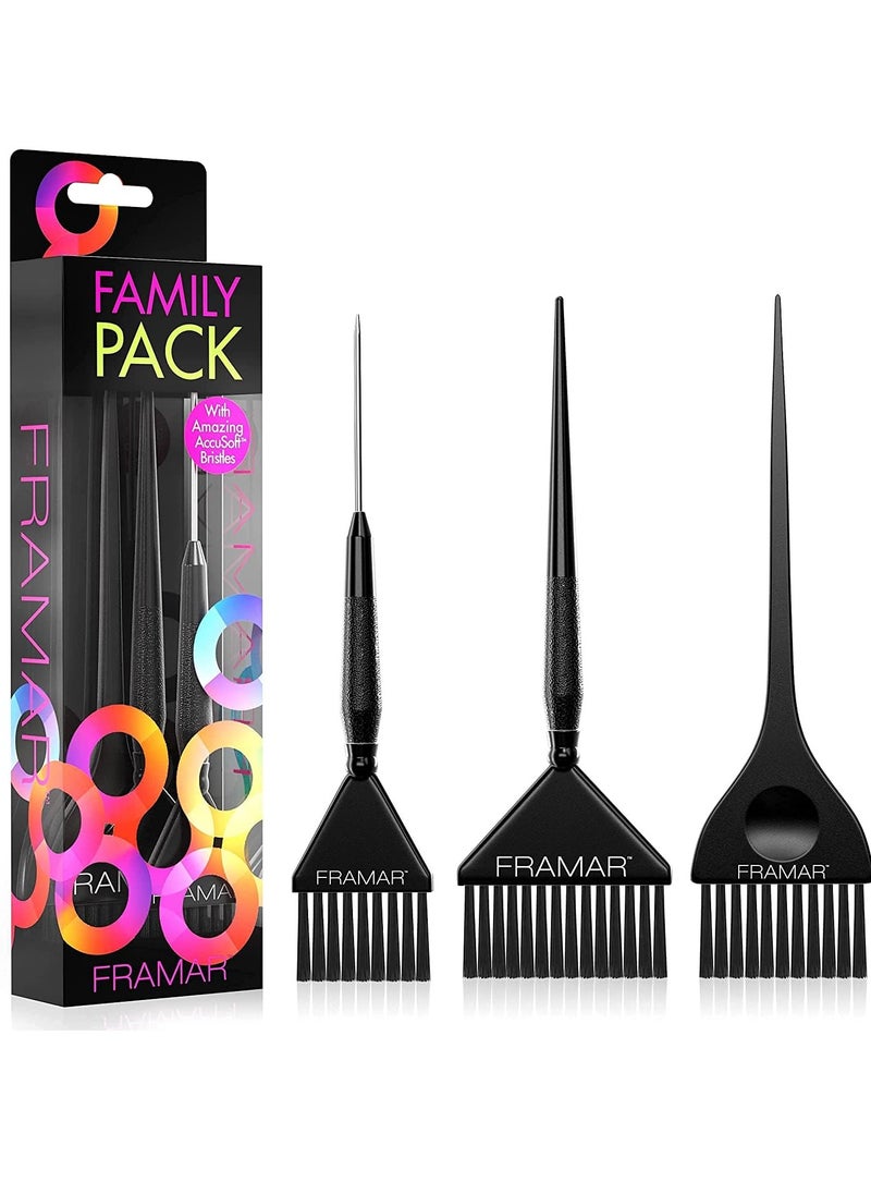 Framar Family Hair Color Brush Set - Hair Dye Brush Kit, Hair Coloring Brush, Hair Dying Brush to Apply Hair Color, Hair Color Brushes Bulk, Hair Tint Brush, Tint Brushes for Hair Color - 3 Pack