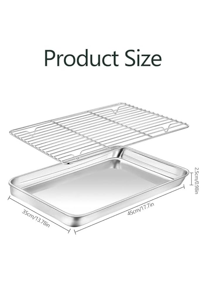 Baking Sheet Set, Pan Bakeware and Cooling Rack,Stainless Steel Rack Set,Stainless Steel Quarter Pan for Baking