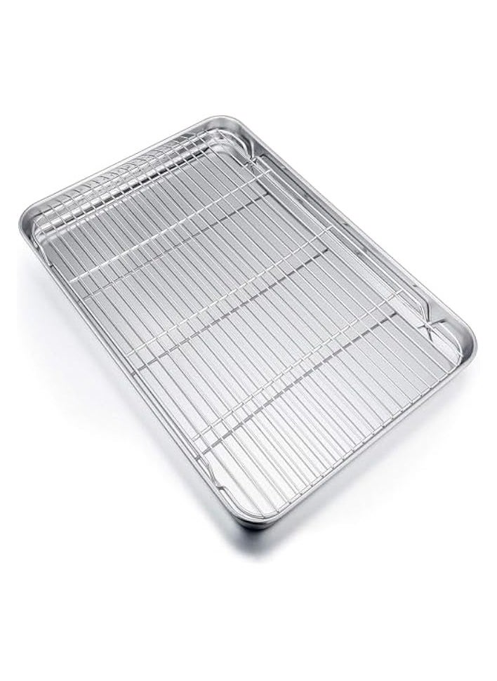 Baking Sheet Set, Pan Bakeware and Cooling Rack,Stainless Steel Rack Set,Stainless Steel Quarter Pan for Baking