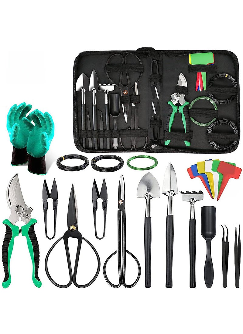 Bonsai tool kit 24 pieces bonsai tree kit for beginners tools potted modeling maintenance gardening