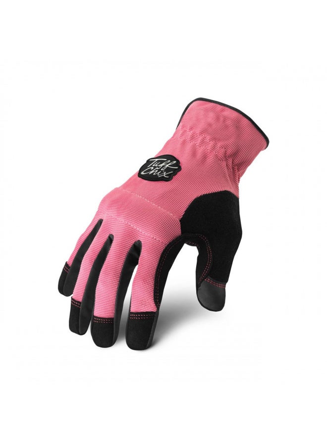 Ironclad Tuff Chix Women's Work Gloves TCX, Designed for Women's Hands, Performance Fit, Durable, Machine Washable, (1 Pair), LARGE Pink