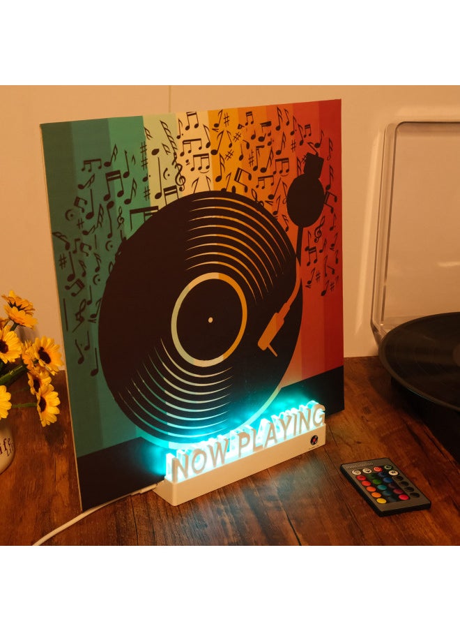 LIGOLIG Now Playing Vinyl Record StandVinyl Record Holder Wall Mount Multiple Lighting Colors LED Lights Play Music Collection Display