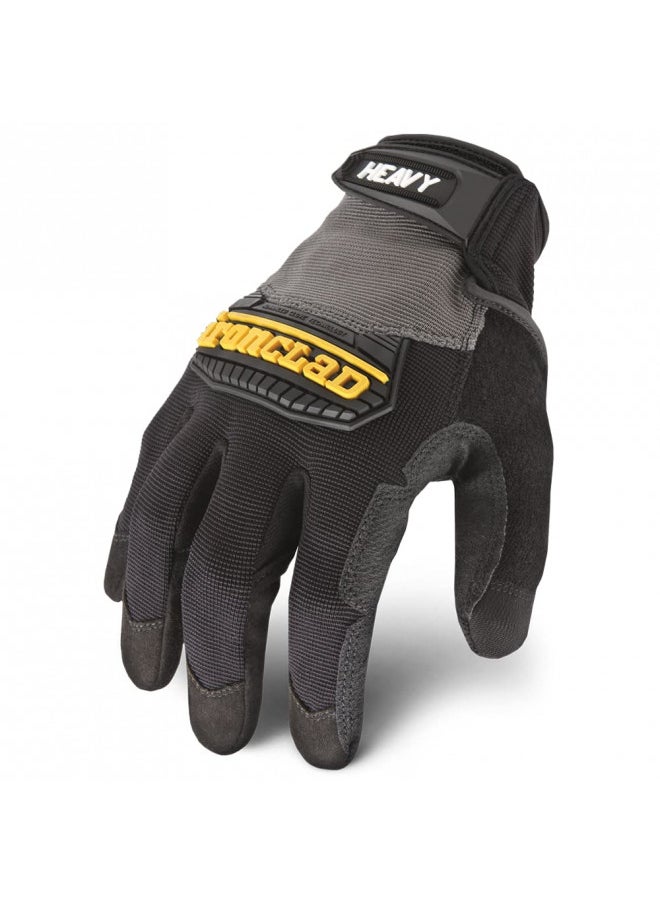 Ironclad Heavy Utility Work Gloves HUG, High Abrasion Resistance, Performance Fit, Durable, Machine Washable, (1 Pair), X-LARGE,Black & Grey