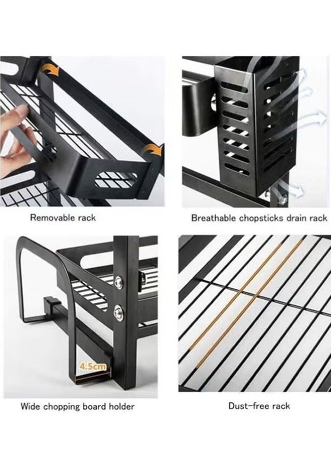 3-Layer Stainless Steel Storage Rack Kitchen Spice Storage Rack, Can Hold Knives, Chopsticks And Cutting Boards, Black