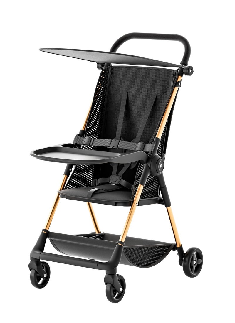 Ultra-Lightweight Stroller with Breathable Backrest, One-Hand Fold, 4-Wheel Shock Absorption, and Extra-Wide Seat for Ultimate Comfort and Stability