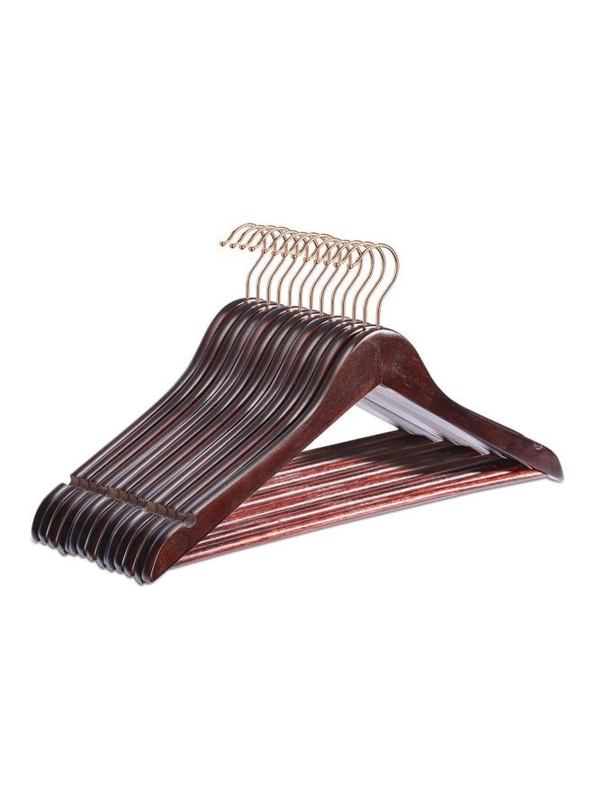 Wooden Hangers 12 Pcs Set Brown 45cm