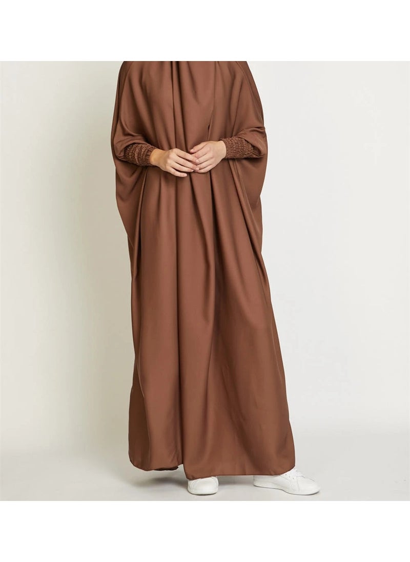 Elegant Solid Color Long Robe for Women Brown