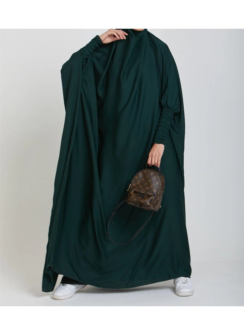 Elegant Solid Color Long Robe for Women Dark green