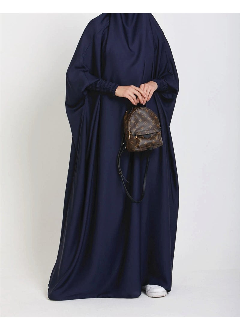 Elegant Solid Color Long Robe for Women Dark blue