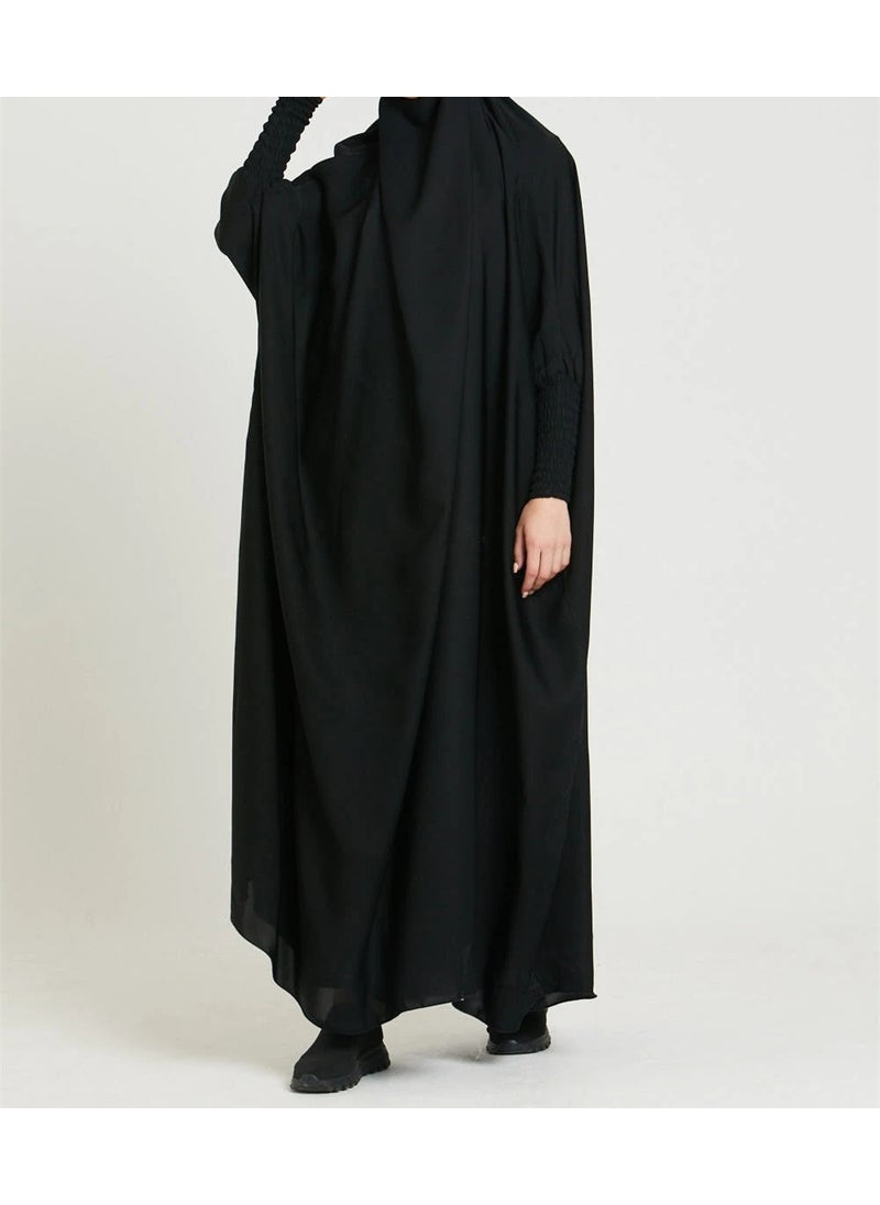 Elegant Solid Color Long Robe for Women Black