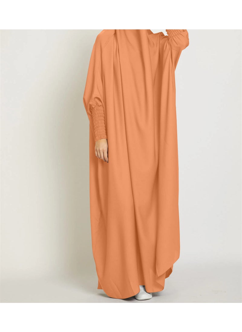 Elegant Solid Color Long Robe for Women Orange