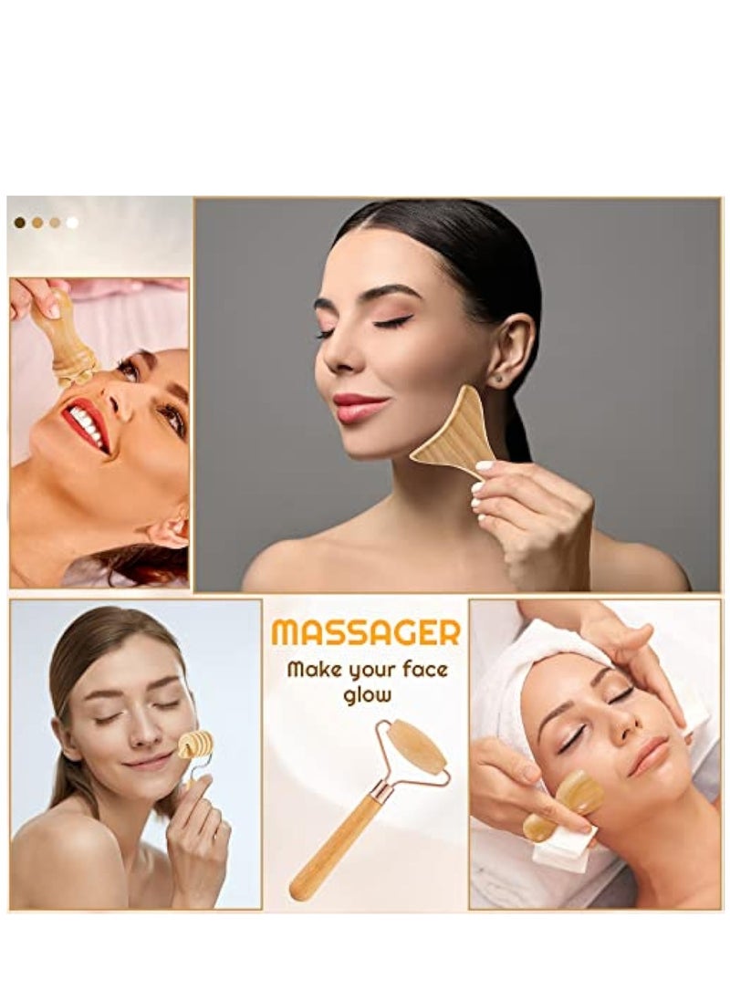 16 Pcs Wood Therapy Massage Tools Set Maderoterapia Kit Therapy Tools for Body Muscle Pain Relief Wooden Body Face Sculpting Tools Wood Roller Massager, Fascia Massage