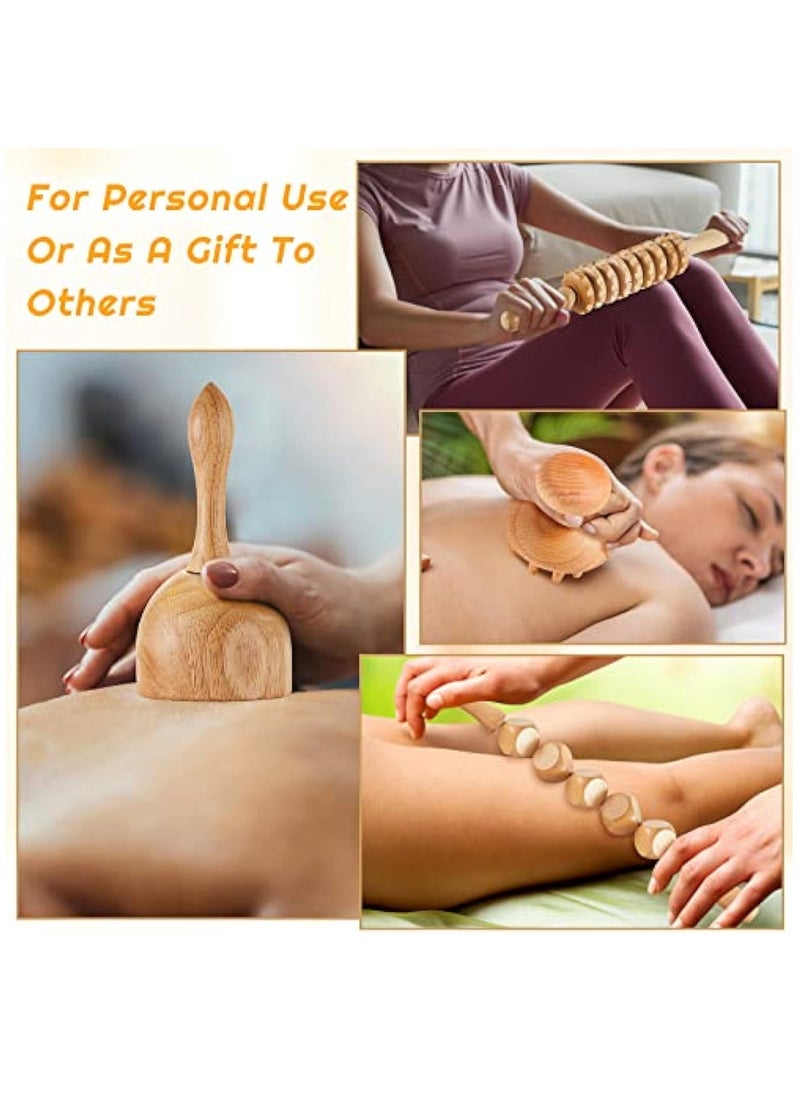 16 Pcs Wood Therapy Massage Tools Set Maderoterapia Kit Therapy Tools for Body Muscle Pain Relief Wooden Body Face Sculpting Tools Wood Roller Massager, Fascia Massage