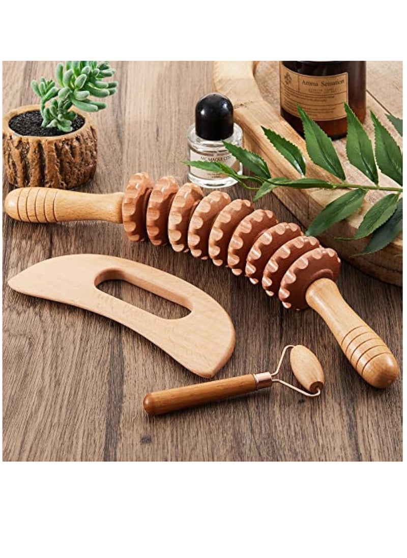 16 Pcs Wood Therapy Massage Tools Set Maderoterapia Kit Therapy Tools for Body Muscle Pain Relief Wooden Body Face Sculpting Tools Wood Roller Massager, Fascia Massage