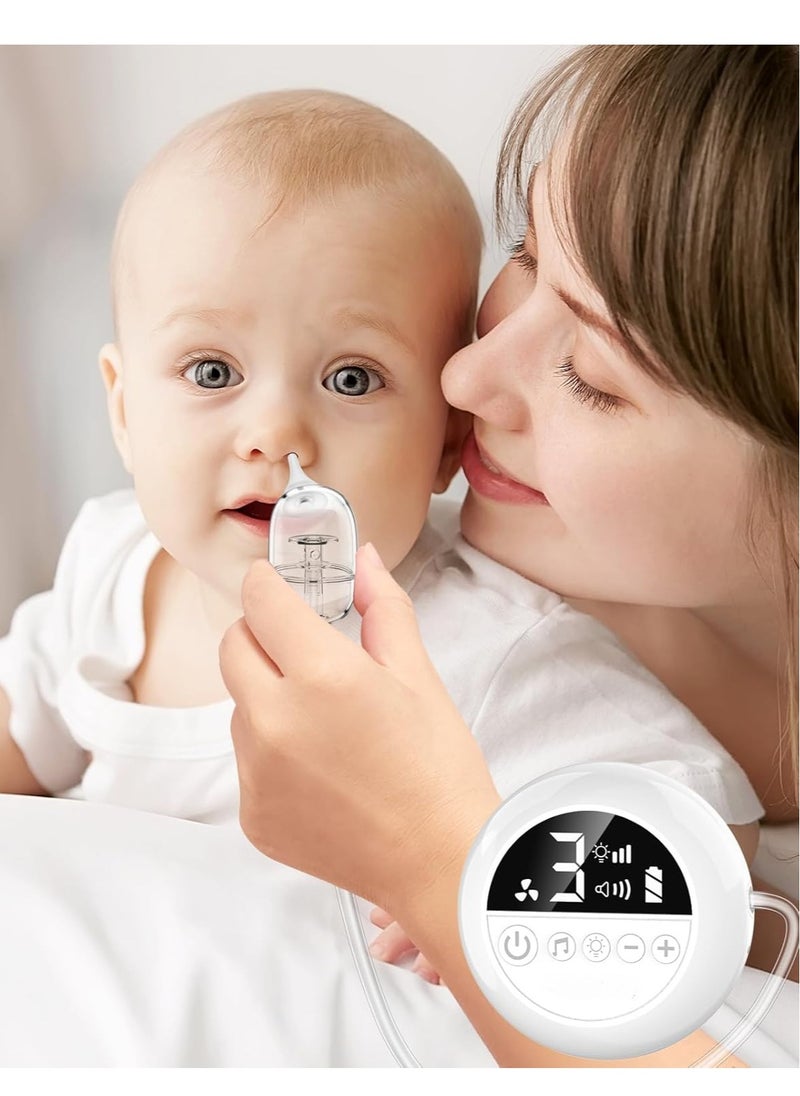 Large Flow Electric Baby Nasal Aspirator, Newest Baby Nose Sucker with 9 Levels Suction, Gentle on Nasal Mucosa, Soothing Music and Light