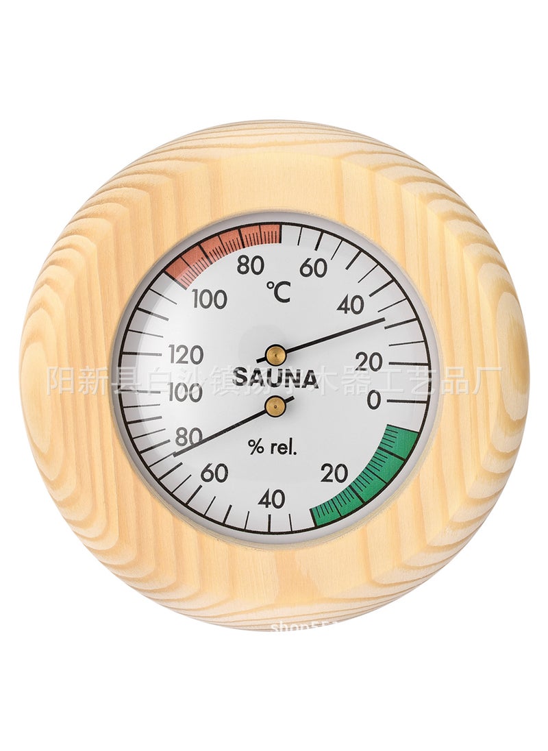 Factory direct sauna room special round wooden frame sauna temperature and humidity meter sauna thermometer sauna humidity meter Pinus sylvestris log