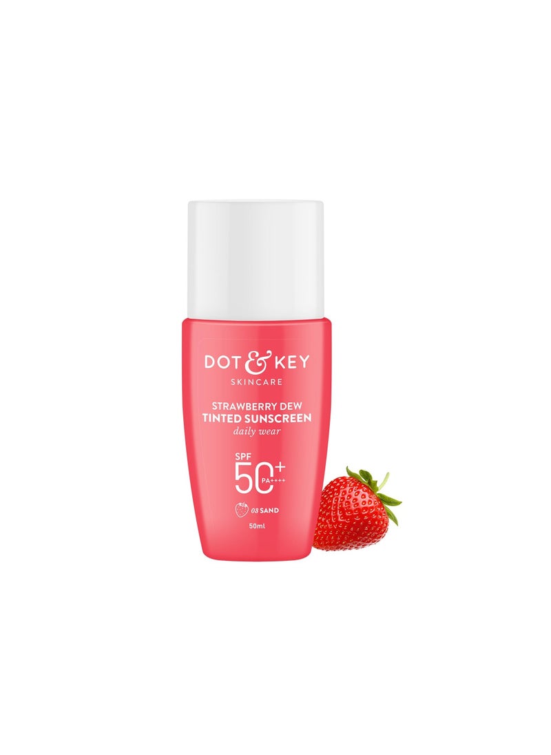 Dot & Key Strawberry Dew Tinted Sunscreen SPF 50+ Pa++++ - 03 Sand | Protection Against UA/UB | Broad Spectrum, Water & Sweat resistant | For All Skin Types | 50ml