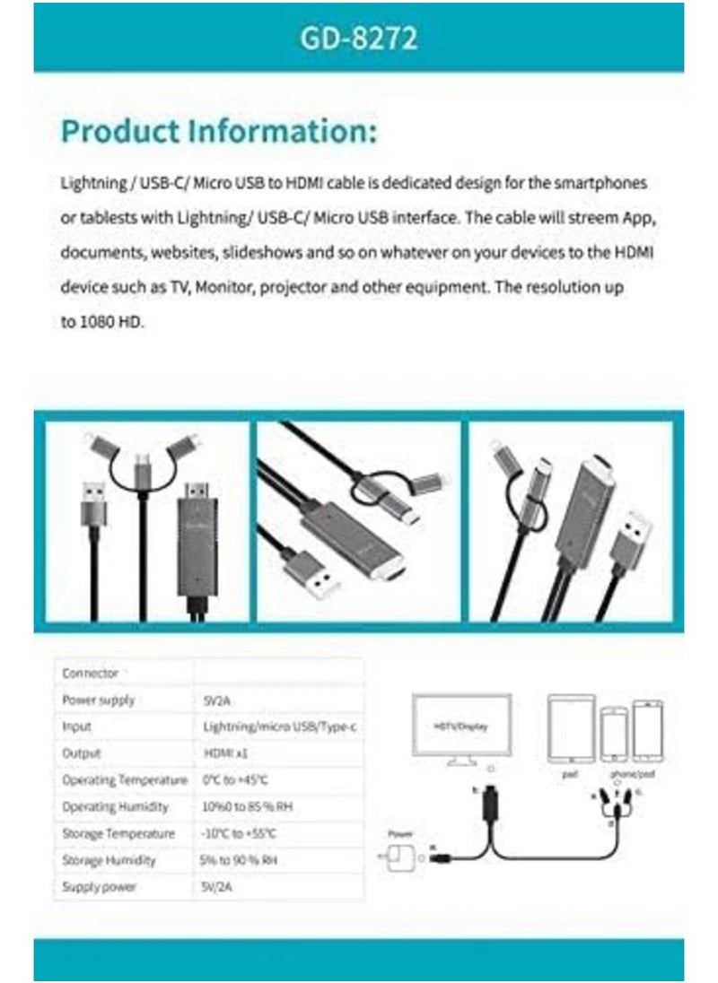 NEW Plug and Play Mobile Phone Cable – Fast Charging & High-Speed Data Transfer for Android/iOS Devices